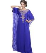 royal blue georgette embroidered zari work islamic kaftans