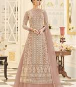 Light-peach embroidered net salwar