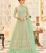 Light-green embroidered net salwar