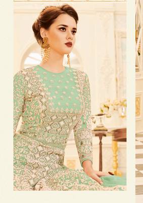 Light-green embroidered net salwar 2