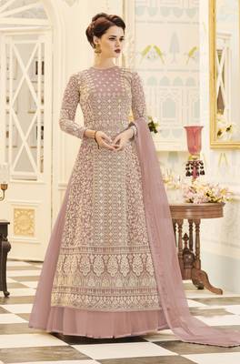Light-pink embroidered net salwar 1