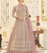 Light-pink embroidered net salwar