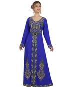 royal blue georgette embroidered zari work islamic kaftans