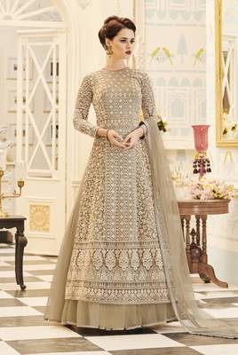 Light-brown embroidered net salwar 1