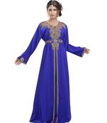 royal blue georgette embroidered zari work islamic kaftans