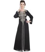 Black georgette embroidered zari work islamic kaftans