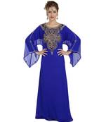royal blue georgette embroidered zari work islamic kaftans