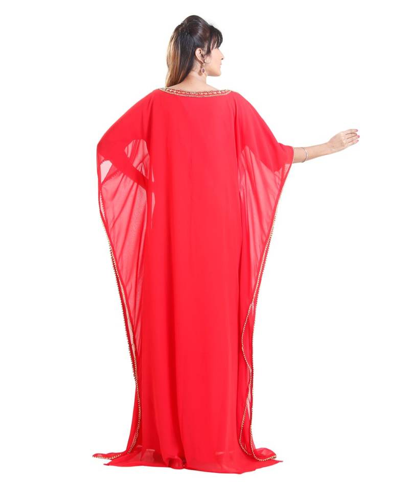 Red georgette embroidered zari work islamic kaftans