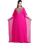 Pink georgette embroidered zari work islamic kaftans
