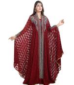 Maroon georgette embroidered zari work islamic kaftans