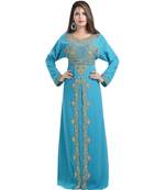 turquoise georgette embroidered zari work islamic kaftans