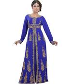 royal blue georgette embroidered zari work islamic kaftans