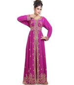 Pink georgette embroidered zari work islamic kaftans