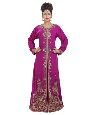 Pink georgette embroidered zari work islamic kaftans 2