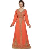 pink georgette embroidered zari work islamic kaftans