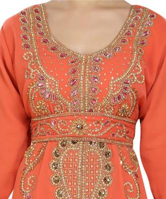 pink georgette embroidered zari work islamic kaftans 2