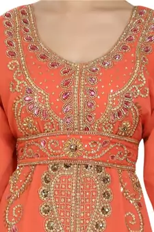 pink georgette embroidered zari work islamic kaftans