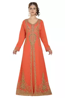 pink georgette embroidered zari work islamic kaftans