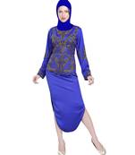 royal blue georgette embroidered zari work islamic kaftans