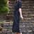Striped Black Shirt Style Midi Dress