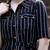 Striped Black Shirt Style Midi Dress