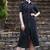Striped Black Shirt Style Midi Dress