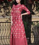 Pink Golden Flaired Dress