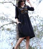 Black Dress With Ikkat Yoke