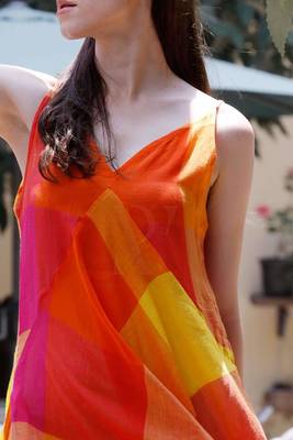 multicolor CHECKERED SPAGHETTI DRESS 3