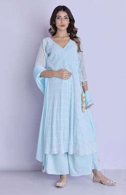 blue leheriya angrakha anarkali set 1