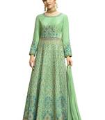 green embroidered Art Silk unstitched salwar with dupatta