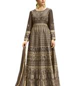 grey embroidered Art Silk unstitched salwar with dupatta