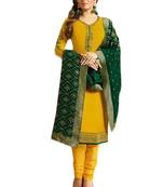 Amber embroidered satin unstitched salwar with dupatta