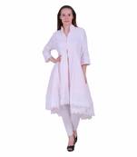 White Embroidered Cotton Ethnic Kurti