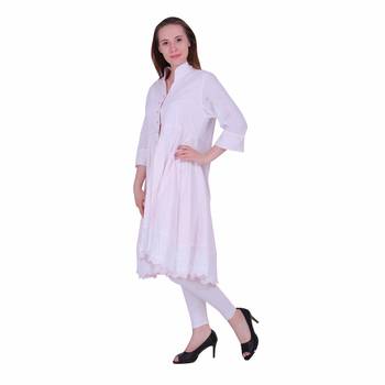 White Embroidered Cotton Ethnic Kurti 2