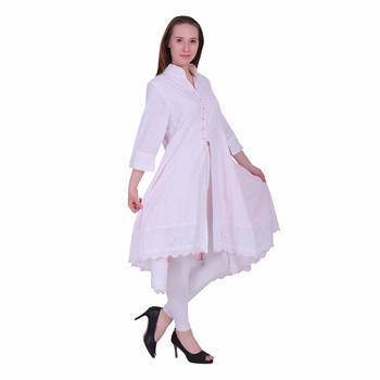 White Embroidered Cotton Ethnic Kurti 3