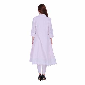 White Embroidered Cotton Ethnic Kurti 4