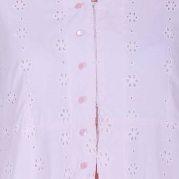 White Embroidered Cotton Ethnic Kurti 5