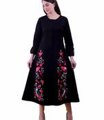 Black Embroidered Cotton Ethnic Kurti