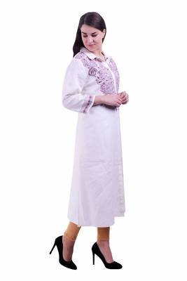 White Embroidered Linen Ethnic Kurti 3