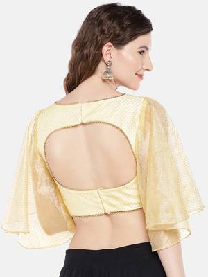 Gold Padded net Blouse with ruffle sleeves 2
