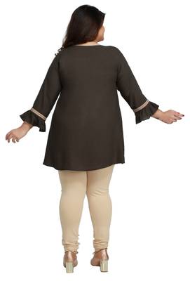 Rayon Slub Dark Green with woven lace pattern Plus size Ladies top 4