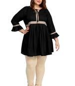 Rayon Slub Black with woven Lace patter Plus size Ladies top