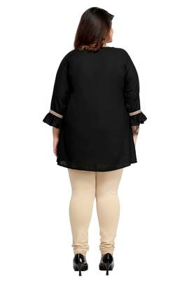 Rayon Slub Black with woven Lace patter Plus size Ladies top 4