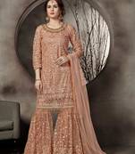 Orange embroidered net salwar