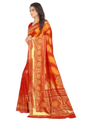 Red woven banarasi  saree with blouse 2