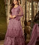 Mauve embroidered net salwar