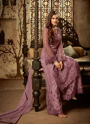 Mauve embroidered net salwar 2