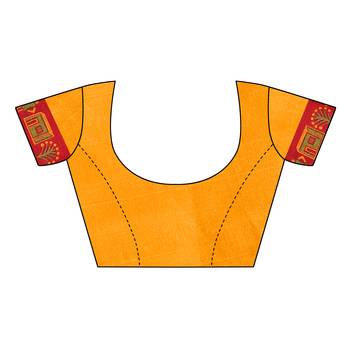 Red printed khadi saree with blouse 5