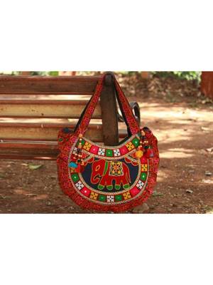 Red Cotton Rajasthani Bag  1